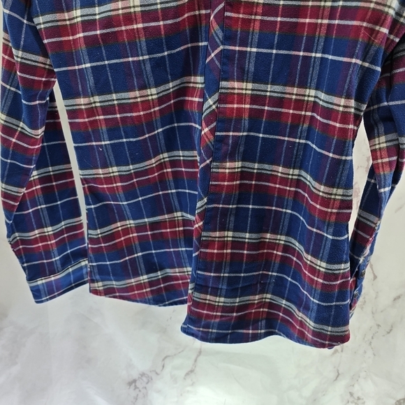 Kuhl Shirt Women Small Red Blue Button Up Plaid Long Sleeve Alina Flannel Collar - Picture 7 of 14